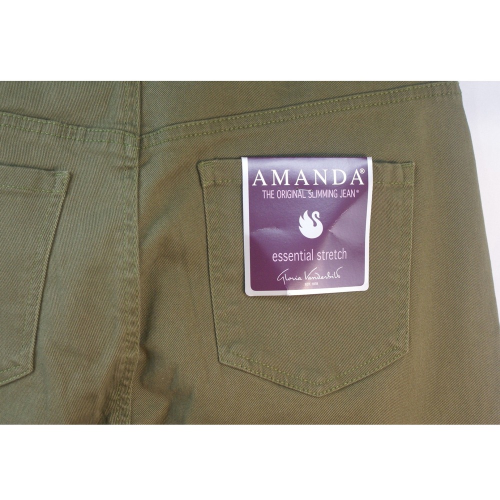 Gloria Vanderbilt Amanda Slimming Tapered Leg Jeans Olive Green 12 Average NWT - Picture 7 of 10